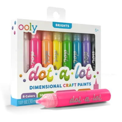 Vopsea 3D pentru tehnica punctului , Dot-a-Lot, set de 8 culori Brights