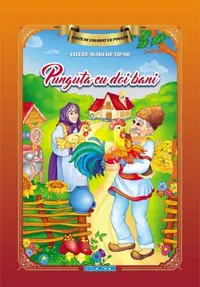 Carte de colorat cu povești scrisă cu litere mari de tipar. Punguța cu doi bani - Paperback