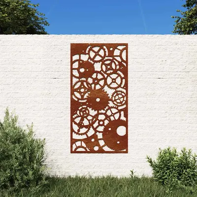vidaXL Decor perete grădină 105x55 cm design roți zimțare oțel Corten