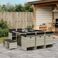 Gossi set mobilier de gradina cu perne 11 piese gri deschis poliratan