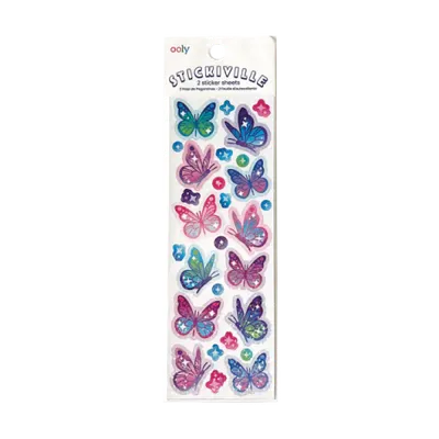 Abtibilduri holografice cu sclipici Stickiville Butterflies