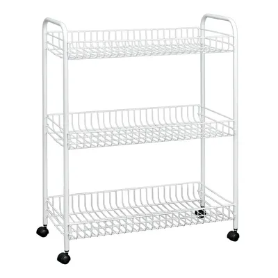 Cărucior mobil cu 3 rafturi pentru baie Metaltex Laundry, 31 x 84 cm