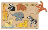 Puzzle din lemn cu mânere Goki - Animale sălbatice