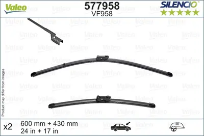 Lama stergator fata (2buc) Silencio 600 430mm potrivit BYD YUAN PLUS; CITROEN BERLINGO, BERLINGO MINIVAN; FIAT DOBLO, DOBLO MINIVAN; OPEL COMBO E TOUR LIFE 06.18