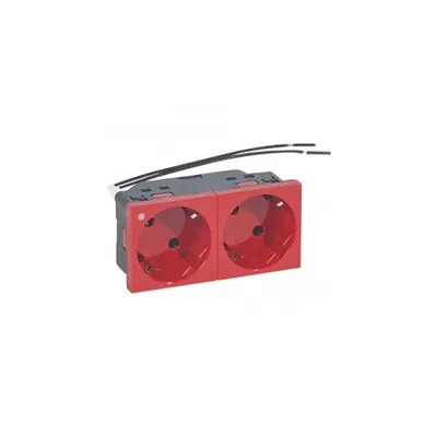 Multi-support multiple priza Mosaic - 2 x 2P+E automatic terminals rosu - indicator 230 V