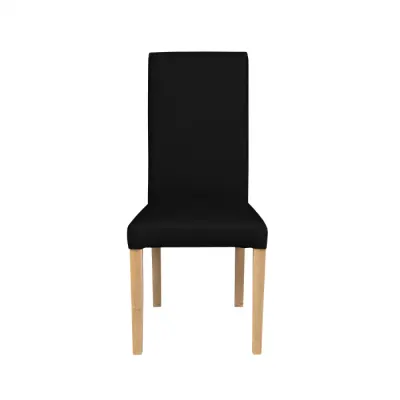 Scaun living TEO, picioare lemn natur, piele ecologica negru, 46x60x98 cm
