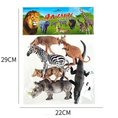 Set Jucării Animale (Cangur, Crocodil, Rinocer, Zebră) 6511110043831 Engros