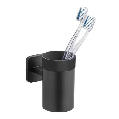 Suport pentru periuța de dinți negru mat autoadeziv cu Turbo-Loc din oțel inoxidabil Porto – Wenko