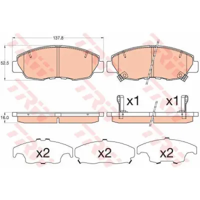 Set placute frana, frana disc TRW GDB3609