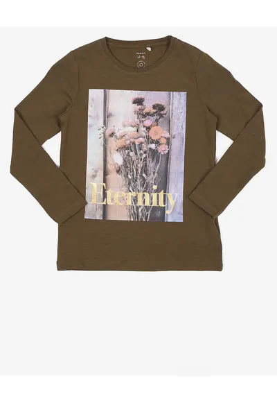 Bluza cu imprimeu floral din amestec de bumbac organic