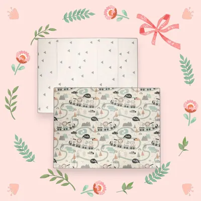 Covoras de joaca FreeON Magic Road, cu doua fete, pliabil, protectie impotriva loviturilor, 200 x 150 cm, cu imprimeu pe ambele parti, 0 luni+, multicolor