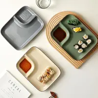 Platou ceramic pentru sushi și salate Morello - Nordic Green, verde, 24.2 cm
