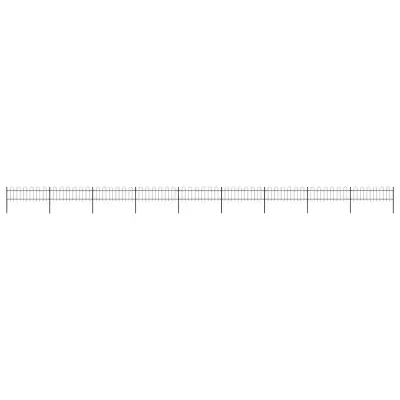 vidaXL Gard de grădină cu vârf circular din oțel 1506x60 cm, negru