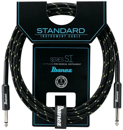 Cablu pentru chitară Ibanez - SI10 BG, 6.3 mm, 3 m, negru/verde