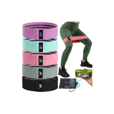 Set 5 benzi elastice fitness, 5-35 kg, material textil, circumferinta 74 cm