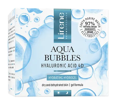 Hidro-gel facial hidratant cu acid hialuronic Aqua Bubbles, 50ml, Lirene