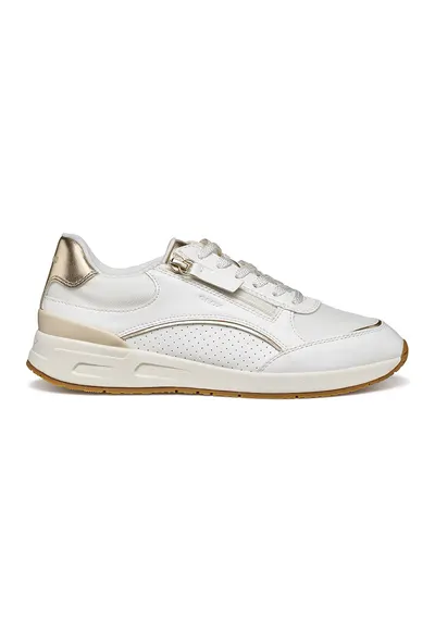 Pantofi sport Bulmya cu segment cu perforatii si fermoar - Alb/Auriu