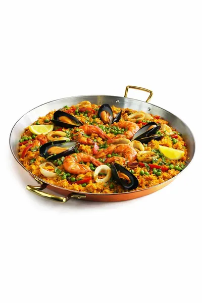 Tigaie Cupru, Manere din Bronz, Ø32cm "Paella, Pizza, Clatite, Omleta"