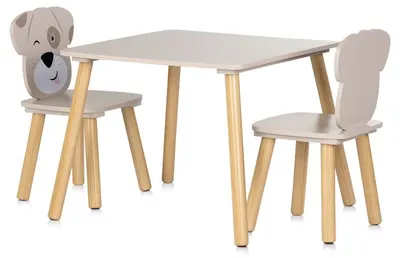 Set pentru copii masă și scaune Chipolino - MDF, cățeluși