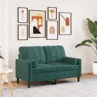 Gossi canapea cu 2 locuri cu pernute, verde inchis, 120 cm, catifea