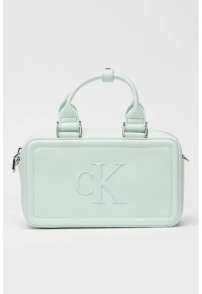 Geanta crossbody cu monograma in relief Bauletto - Verde aquamarin