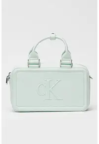 Geanta crossbody cu monograma in relief Bauletto - Verde aquamarin