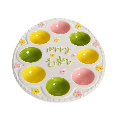 Platou decorativ din ceramica pentru oua de Paste 26 cm