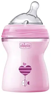 Biberon Chicco Natural Feeling - Cu suzetă din silicon, 250 ml, pentru băieți, sortiment