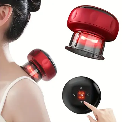 Aparat Masaj Vacuum Electric, cu afisaj electronic, imbunatateste circulatia sanguina, 12 niveluri Lumina Rosie si Presiune Negativa