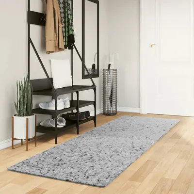 vidaXL Covor pufos "PAMPLONA" cu fire înalte, gri modern, 80x250 cm