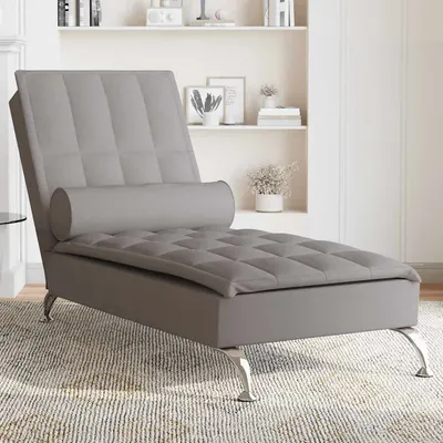 Gossi sezlong de masaj cu sprijin, gri taupe, material textil