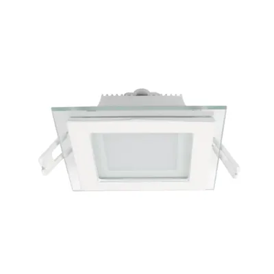 Led Panel de Sticla Patrat 6w 4000k-4300k Alb 97mm/97mm +kit Emergenta