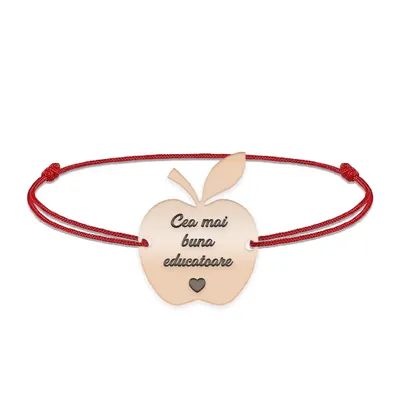 Elma - Bratara personalizata snur educatoare din argint 925 placat cu aur roz