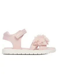 Sandale pentru fete - roz - piele ecologica - sistem inchidere Velcro
