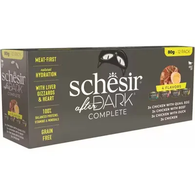 Hrana umeda pisici, Schesir After Dark Cat Multipack Wholefood, 12x80 g