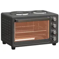 HOMCOM Cuptor Electric de Masă 28L 2600W cu Plăci de Încălzire Temperatură Reglabilă Cronometru Tavă Negru | Aosom Romania