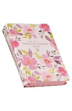 The Spiritual Growth Bible, Study Bible, NLT - New Living Translation Holy Bible, Faux Leather, Pink Purple Printed Floral