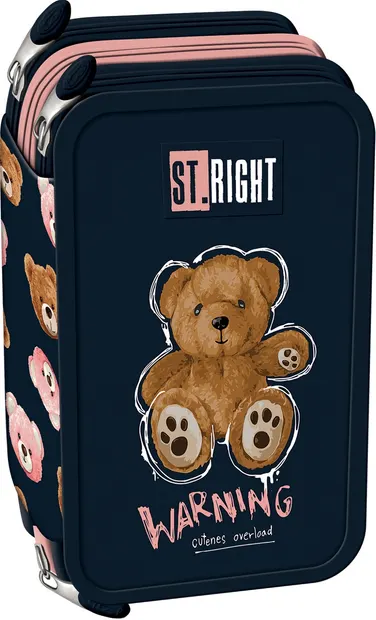Penar cu rechizite St. Right Teddy Bear - Cu 3 fermoare