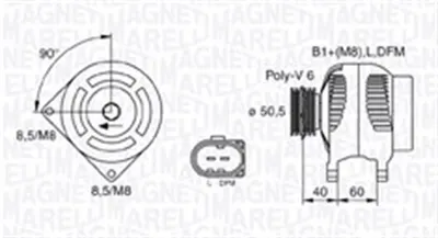 Alternator (14v, 90a) Potrivit Peugeot 206; Seat Alhambra, Arosa, Cordoba, Cordoba Vario, Ibiza Ii, Ibiza Iii, Ibiza Iv, Ibiza Iv Sc, Ibiza Iv St, Inca; Skoda Fabia I 1.0-2.0 07.90-05.15