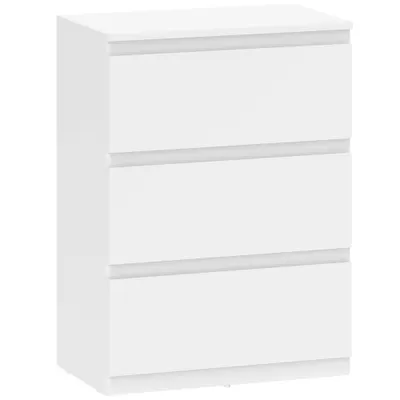 HOMCOM Comodă cu 3 sertare, mobilier modern de depozitare pentru dormitor, Alb | Aosom Romania