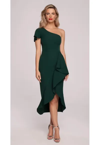 Rochie midi de dama Ganiervydd K146 verde inchis - Verde