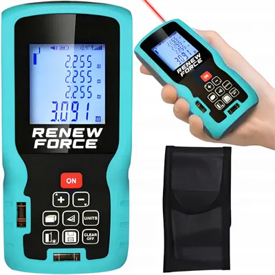 Telemetru cu laser 50 m, Renew Force, Ecran LCD, precizie + - 1.5mm, protectie IP54(ploaie si praf), clasa laser II, calcul suprafata, calcularea