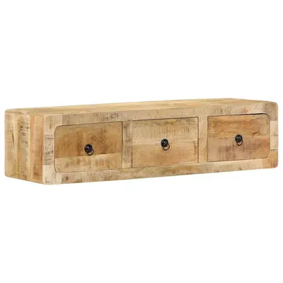 Gossi dulap tv montat pe perete 100x32x25 cm lemn masiv mango brut