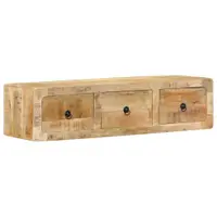 Gossi dulap tv montat pe perete 100x32x25 cm lemn masiv mango brut