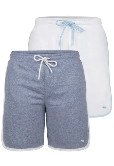 Set de pantaloni de trening scurti cu garnituri contrastante - 2 perechi - Alb/Albastru stins
