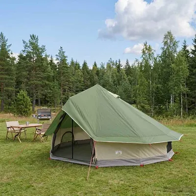 vidaXL Cort Tipi 18 persoană Verde Poliester și oțel