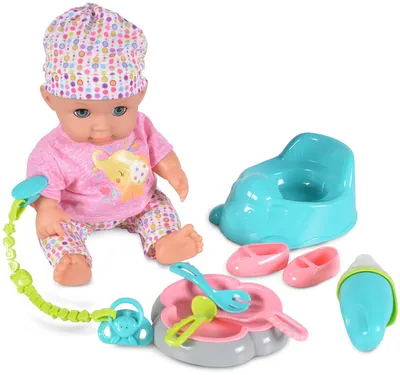 Papusa bebe care face pipi Moni - Cu sapca colora si accesorii, 36 cm