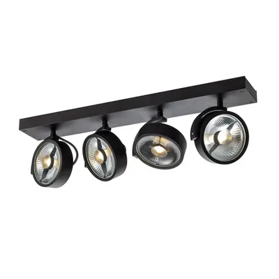 Corp iluminat TAVAN, Luminita Kalu GU10 perete, perete negru interior Montat pe suprafata sI Plafon lumina, quad, QPAR111 negru 4x75W