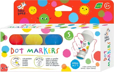 Markere de vopsea Haku Yoka - Puncte, 5 culori strălucitoare