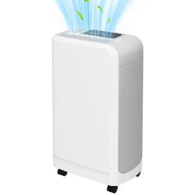 HOMCOM Dezumidificator de 12L cu Rezervor de Apă, Temporizator 24H și Afișaj Digital al Umidității, 28x18x50,6 cm, Alb | Aosom Romania